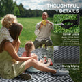 Outsunny Reversible Outdoor Rug, 9' X 12' Waterproof Plastic Straw Floor Mat, Portable Rv Camping Carpet With Carry Bag, Large Floor Mat For Backyard, Deck, Picnic, Beach, Black & Gray Geometric Multicolor Polypropylene