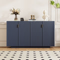 4 Wavy Doors Large Storage Space Sideboard With Adjustable Shelves And Retro Copper Handles For Dining Room And Living Room Antique Navy Antique Navy Mdf