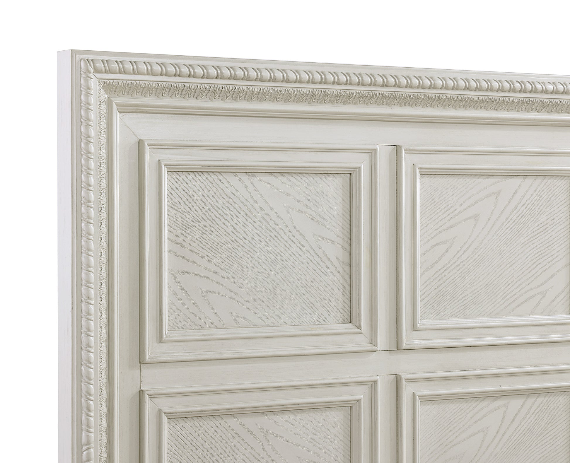 Transitional 1Pc King Panel Bed Modern Aesthetics White Cream Solid Wood Wooden Bedroom Furniture Box Spring Required King Cream White Wood Transitional Panel Wood Fabric