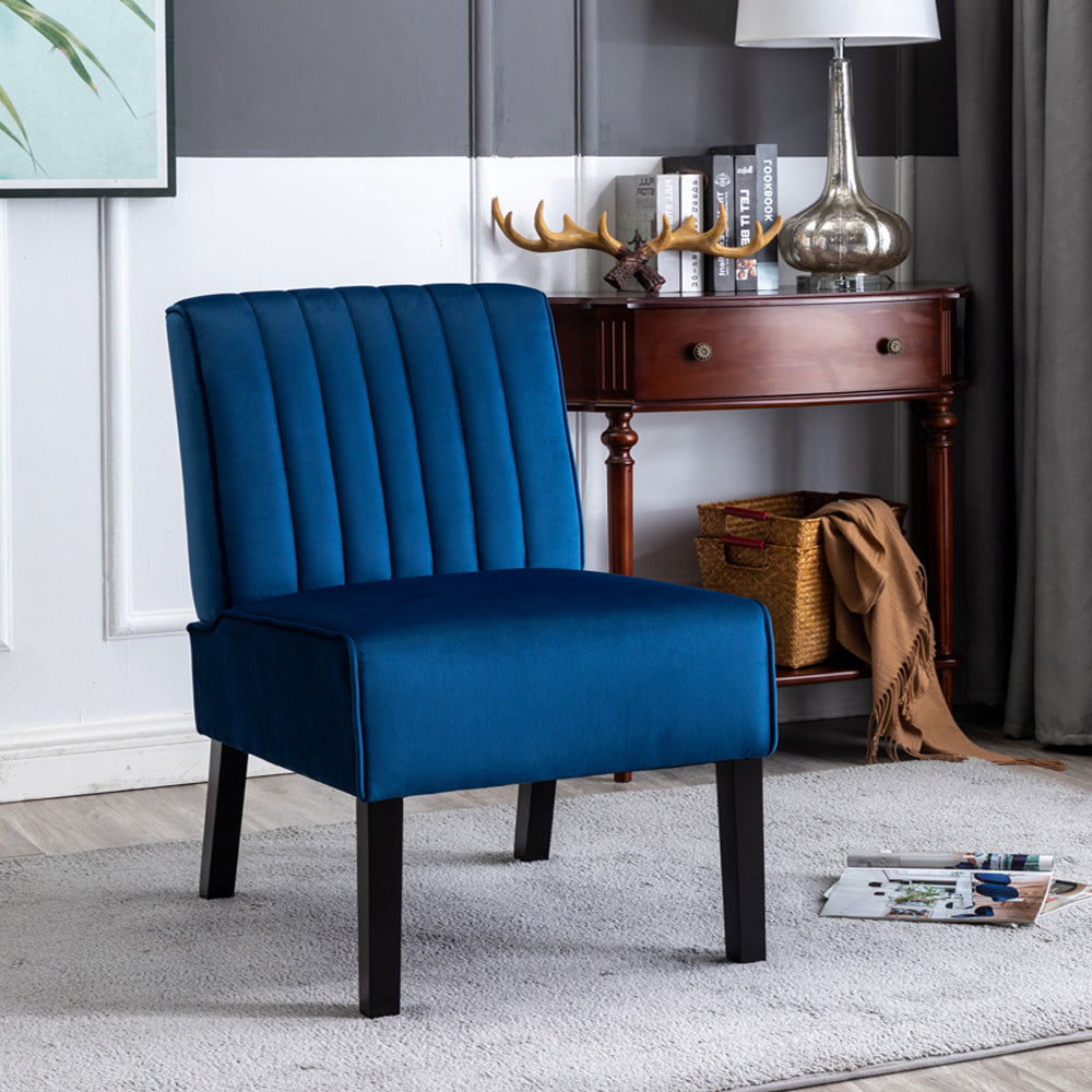 Reese Mid Century Modern Accent Chairs Set Of 2 With Minimalist Design, Elegant Velvet Upholstery And Solid Wood Legs, Ideal For Living Room Or Bedroom, Dark Blue Dark Blue Velvet