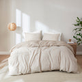 3 Piece Organic Cotton Oversized Duvet Cover Set Natural King Cal King Natural Cotton