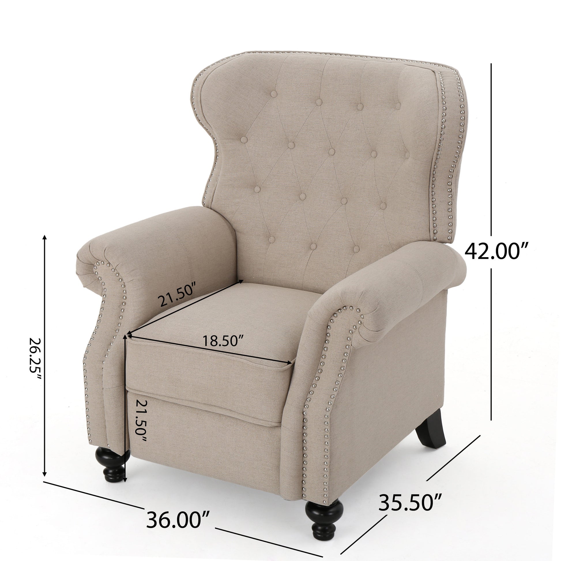 Push Rack Recliner Wheat Fabric