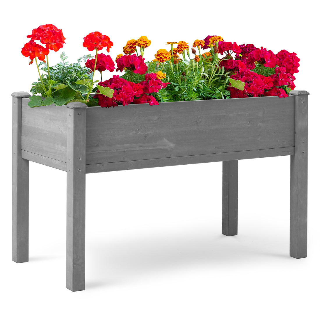 48X24X30 Inch Raised Garden Bed With Legs, Elevated Wooden Planter Box For Outdoor Plants Flowers Fruits Vegetable Herb Growing Grey Solid Wood