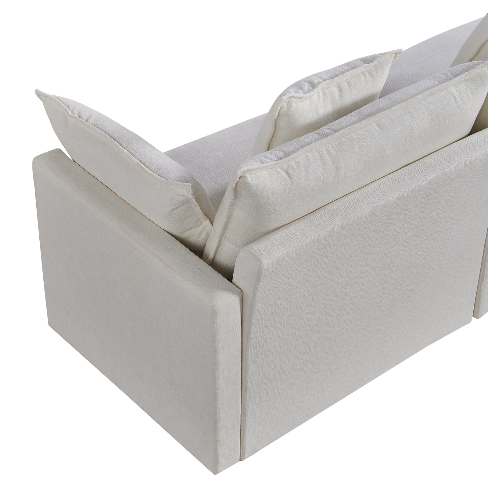 108.66"Modern Chenille L Shaped Sectional Sofa With Convertible Chaise, Comfy Cloud Couch Deep Sectional Sofa With Ottomans For Living Room White Wood Foam Chenille 3 Seat