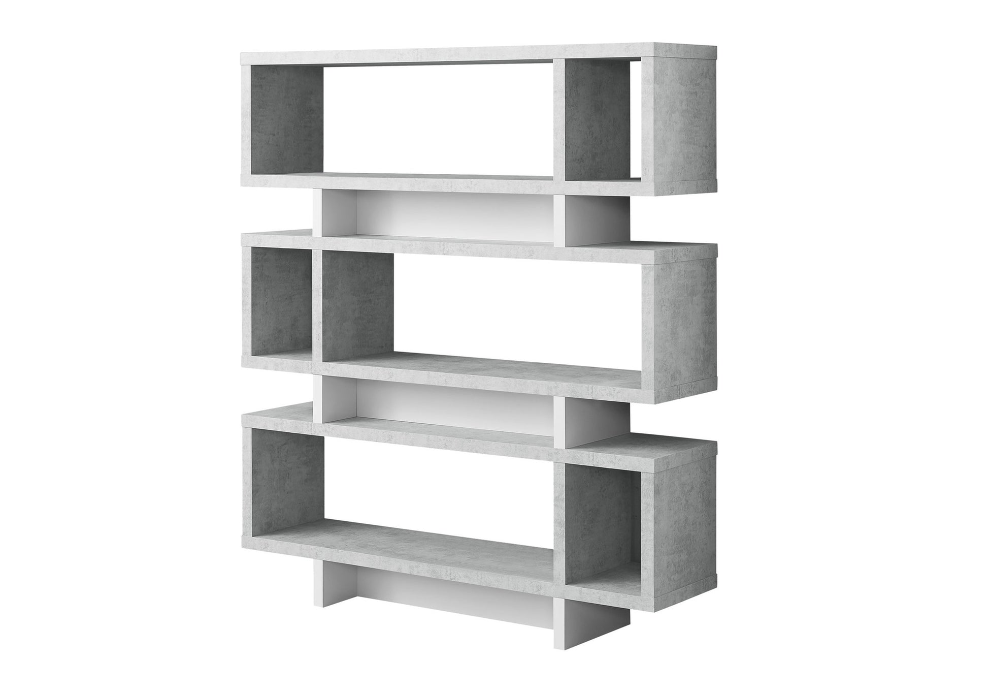 Bookshelf, Bookcase, Etagere, 4 Tier, 55"H, Office, Bedroom, Grey And White Laminate, Contemporary, Modern Grey Particle Board