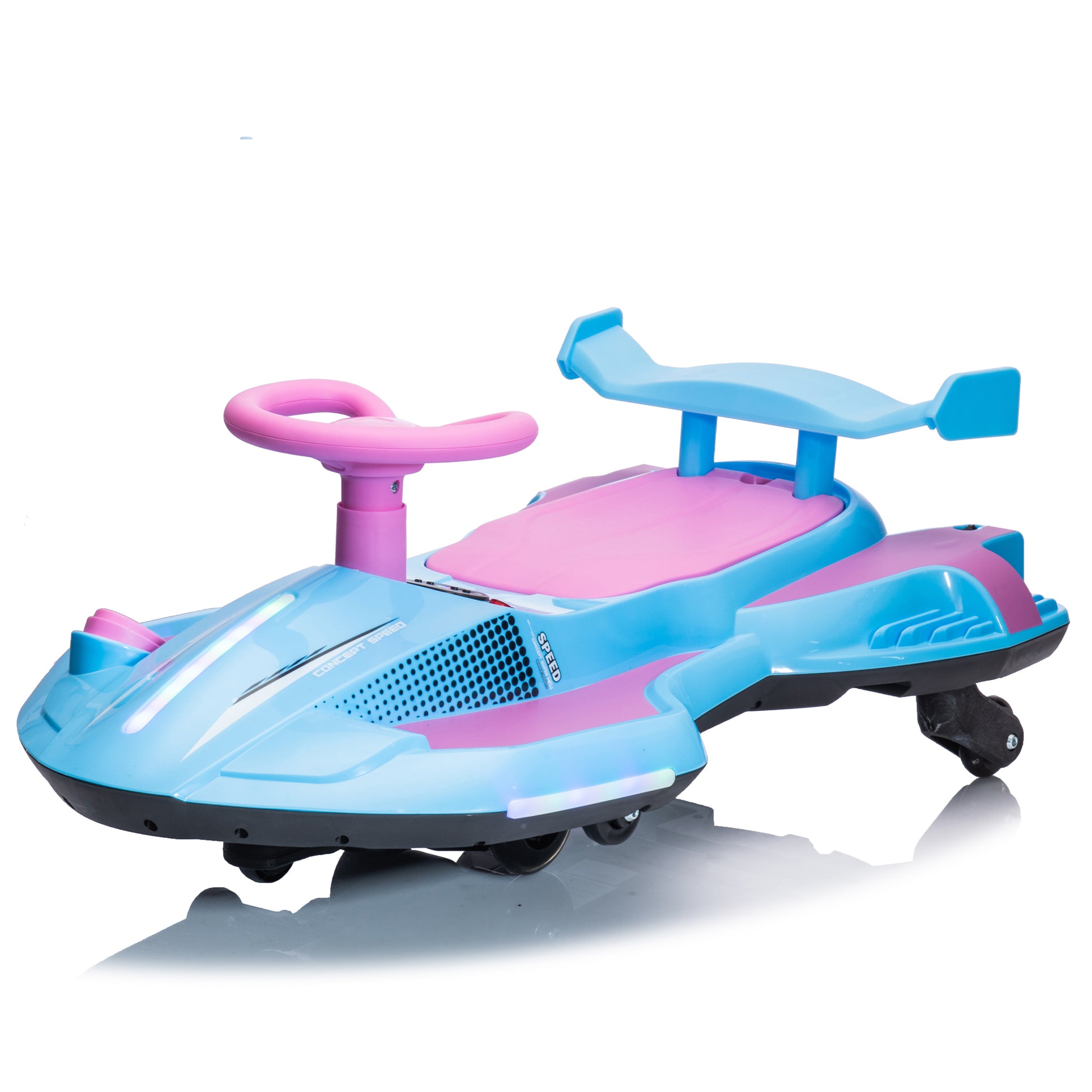 12V Kids Ride On Electric Toy,360 Degree Drift In Place,Spray Function,Front&Side Lights Design,Usb Mp3,Bluetooth,Music, 3.73 4.35 Mph,Easy Installation,Ultimate Cool Operation For Kids Aged 3 . Purple 100 149 Lbs Polypropylene