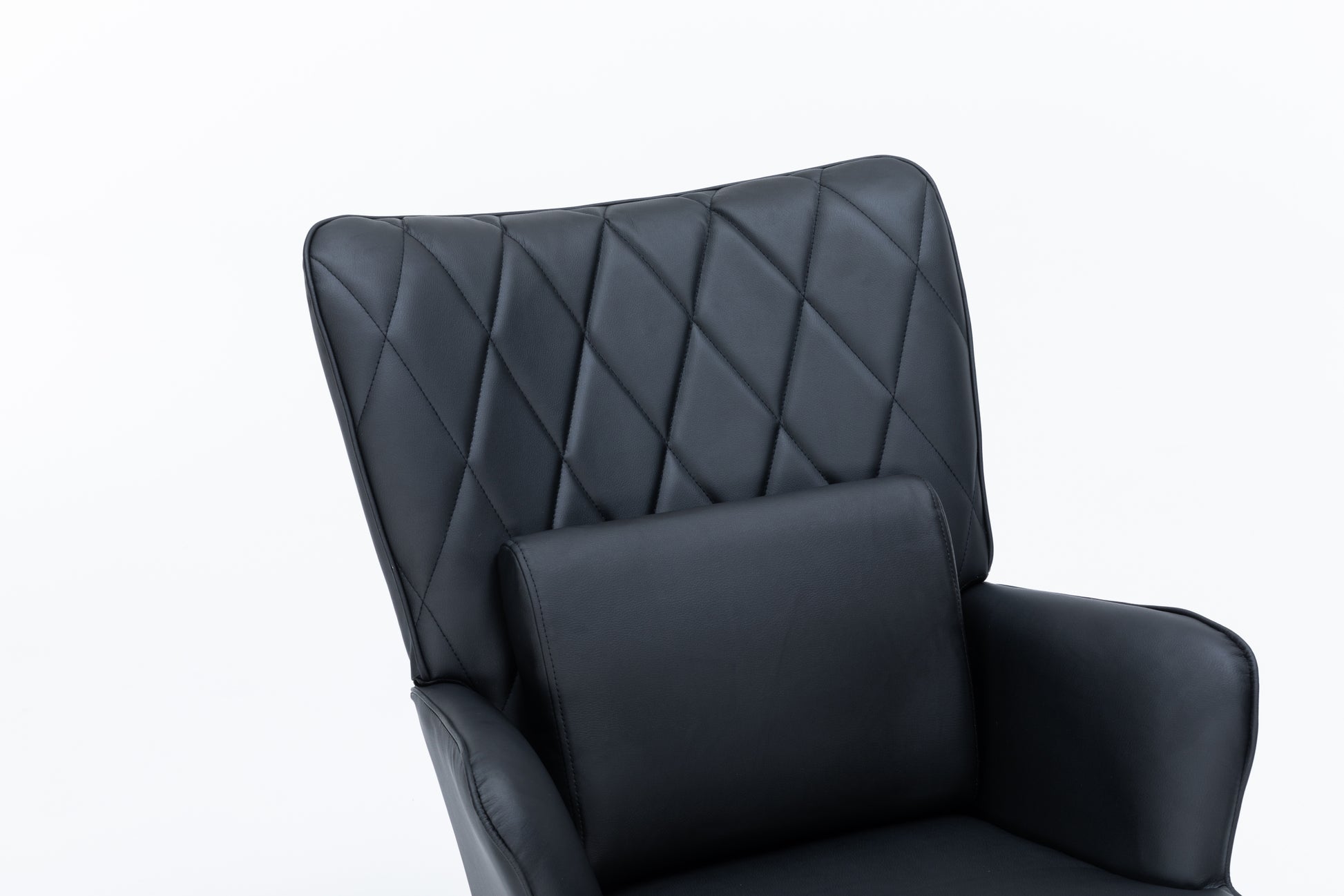 Rocking Chair, Glider Chair,Rocking Accent Chair With Lumbar Pillow And Ottoman For Nursery Living Room Bedroom Black Pu