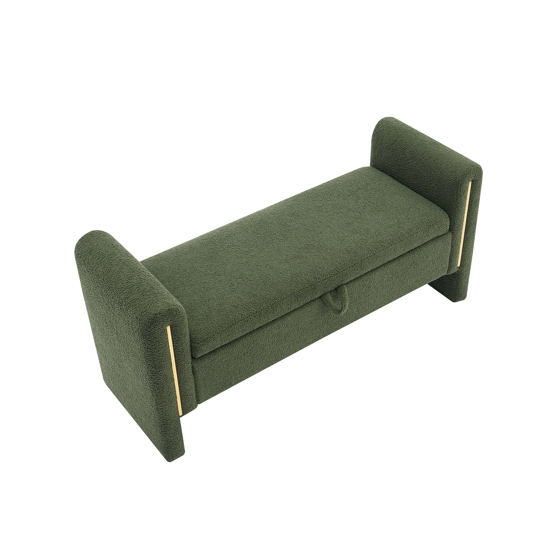 Modern Teddy Bed End Bench With Arms And Storage,Upholstered Large Foot Rest Stool, Comfy Window Vanity Bench For Living Room,Bedroom,Dorm,Coffee Table,Teddy Olive Green Olive Green Modern Storage