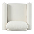 Oversized Accent Chair, Upholstered Living Room Chairs Single Sofa Chair With Walnut Legs, Curved Handrail, White White Teddy