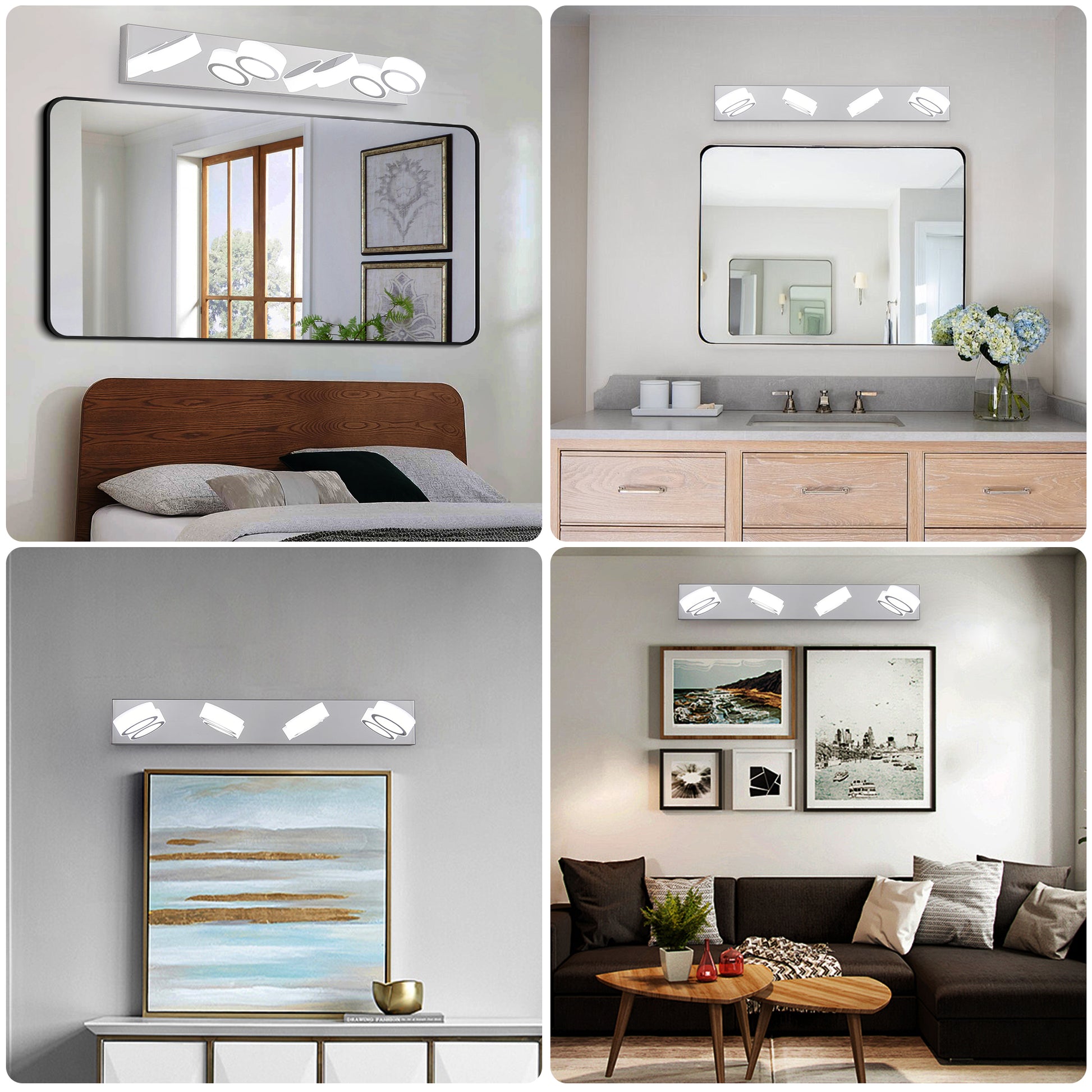 Led Modern Chrome 4 Light Vanity Lights Fixtures Over Mirror Bath Wall Lighting Chrome Acrylic,Stainless Steel