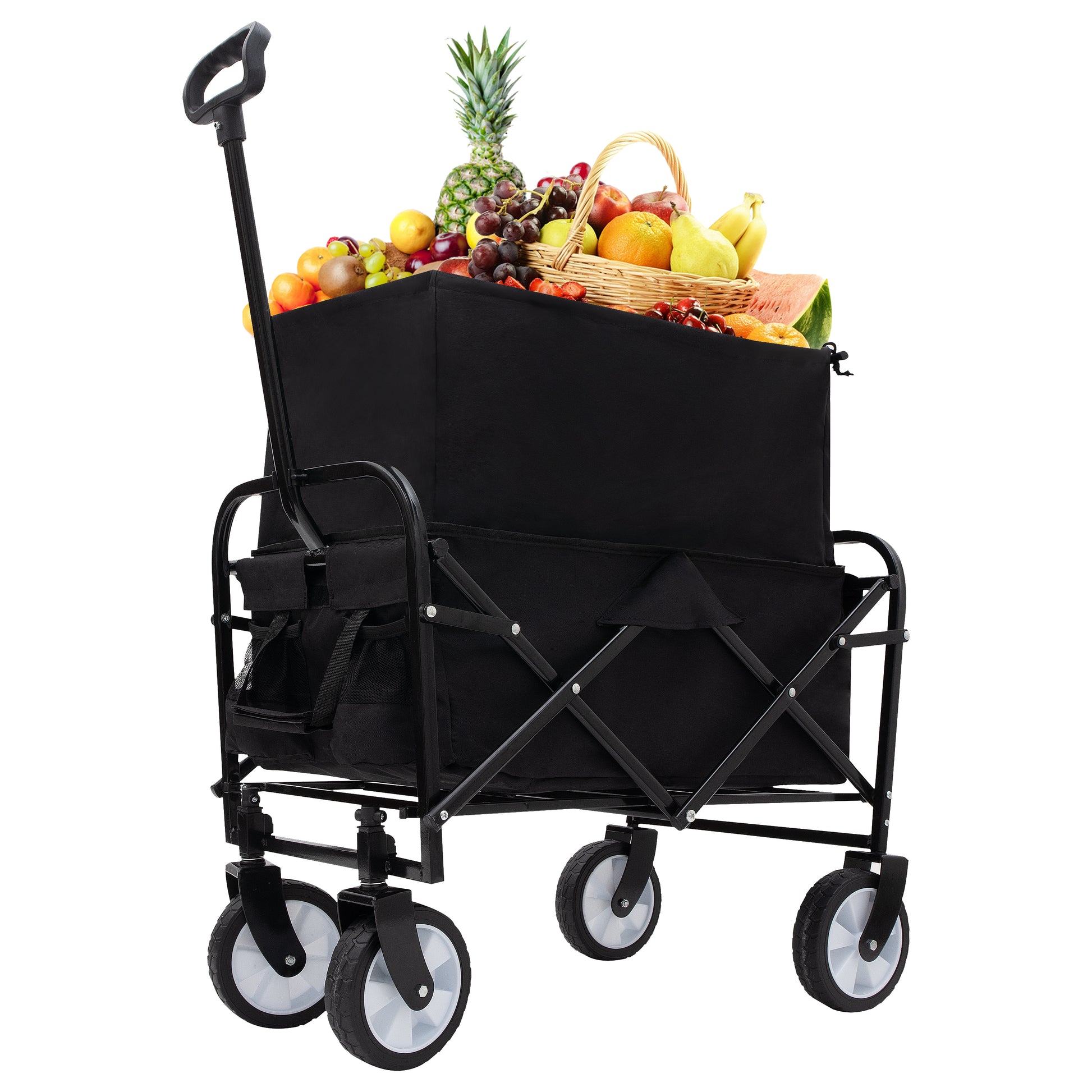 Minimeetall Extention Excollapsible Foldable Wagon Cart Beach Wagon Heavy Duty Utility Cart Utility Wagon Grocery Cart For For Camping Shopping Sports Gardeing Fishing Supports 225Lbs Black Black