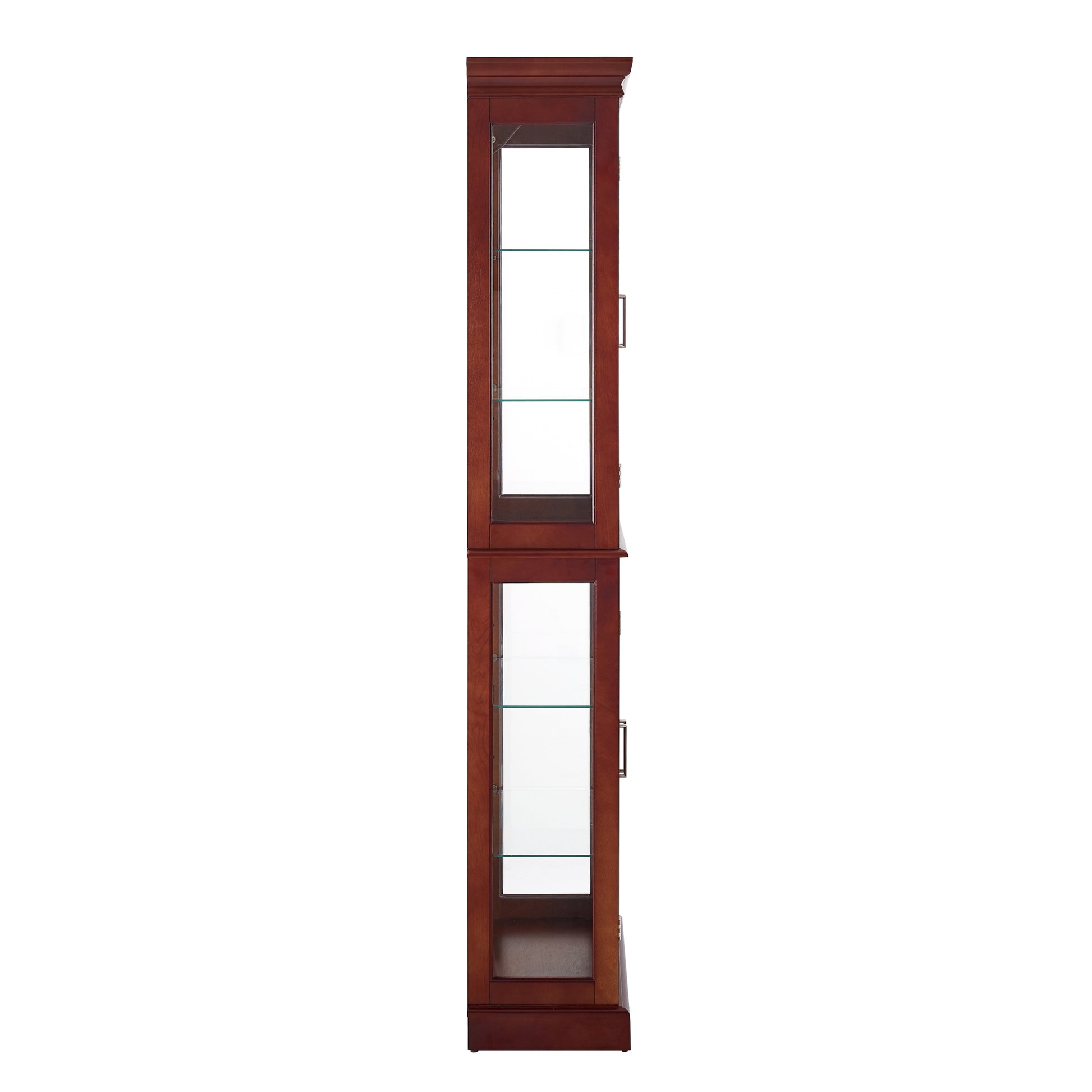 Curio Cabinet Lighted Curio Diapaly Cabinet With Adjustable Shelves And Mirrored Back Panel, Tempered Glass Doors Cherry, 6 Tier , E26 Light Bulb Not Included Cherry Mdf