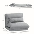 Homcom Folding Floor Chair, Convertible Lazy Sofa Bed, Floor Couch With 6 Position Adjustable Backrest And Pillow For Reading, Gaming, Meditating, Gray Gray Polyester