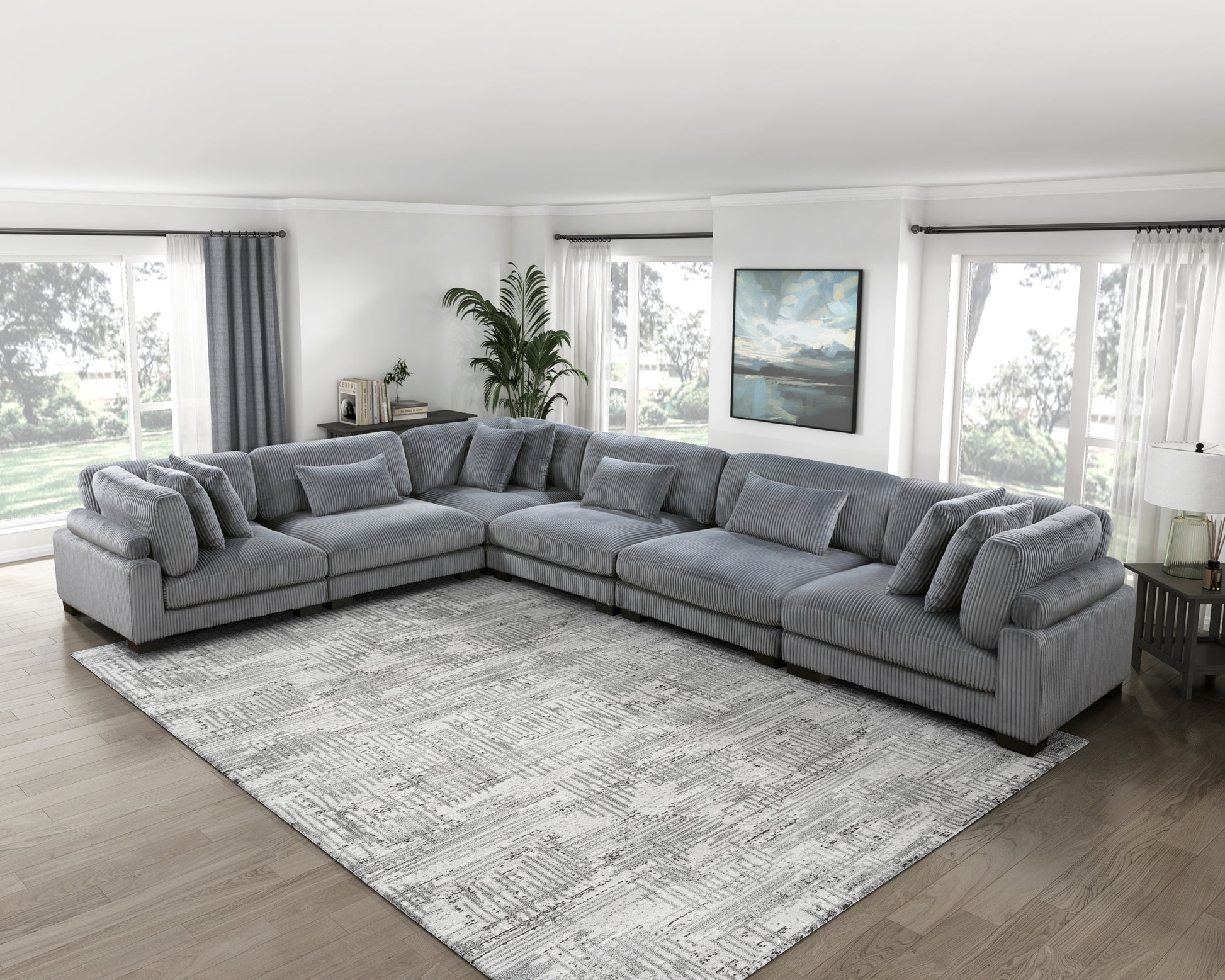 1Pc Modern Living Room Furniture Modular Armless Chair Plush Gray Corduroy Fabric Upholstery Plywood Frame, Matching Pillow Gray Wood Primary Living Space Modern Plywood 1 Seat