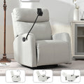 Rocking Recliner Chair,360 Degree Swivel Nursery Rocking Chair,Glider Chair,Modern Small Rocking Swivel Recliner Chair For Bedroom,Living Room Chair Home Theater Seat,Phone Holder Light Gray Solid Light Brown Primary Living Space Push Button Rubberwood