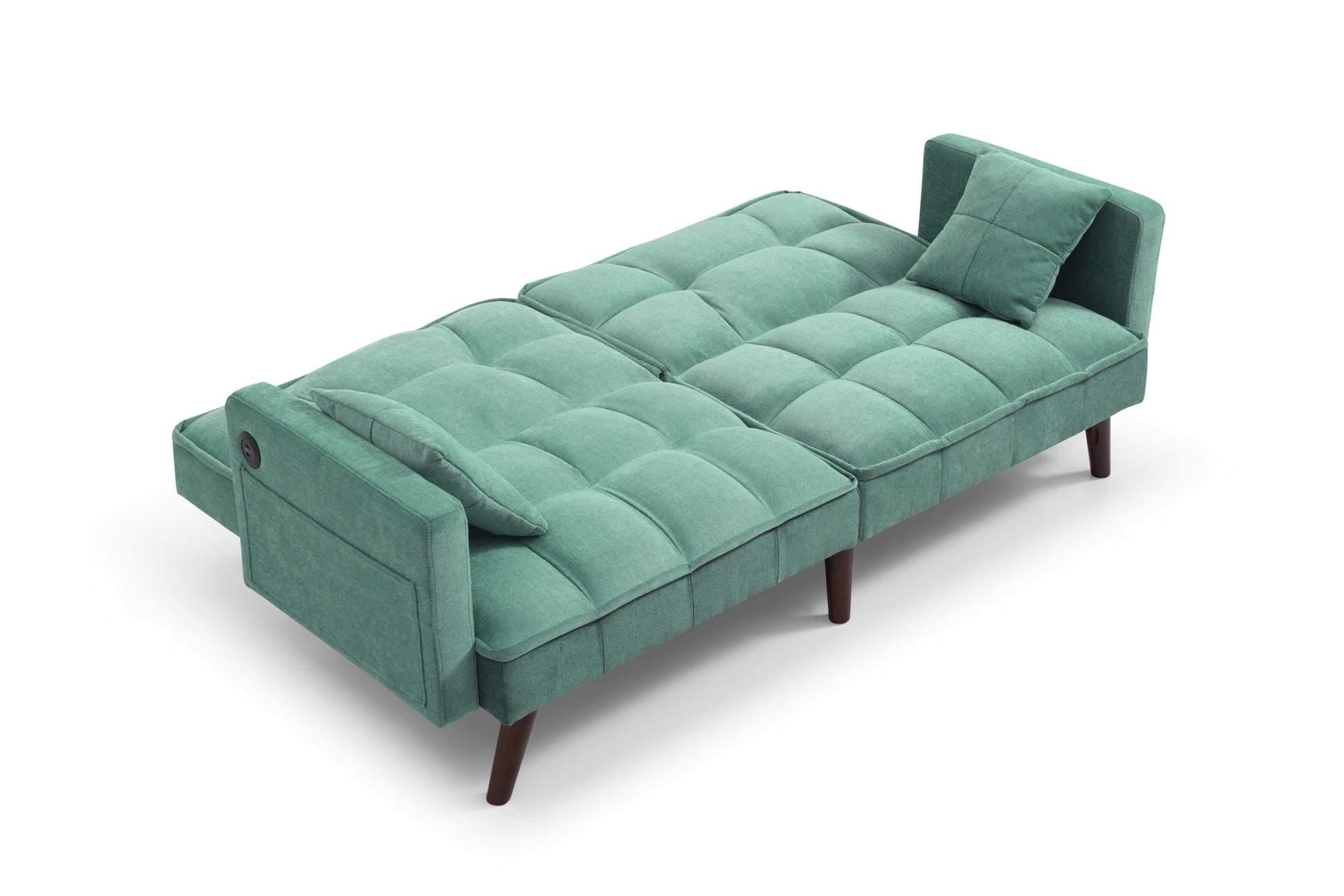 Sofa Bed Sleeper, Large Size, Usb Charging Port, Chenille Fabric Folding Futon Recliner For Living Room Furniture Apartment Bedroom Office Small Spaces, Green Green Brown Wood Primary Living Space Medium Soft Tufted Back Modern Foam Solid Wood 2 Seat