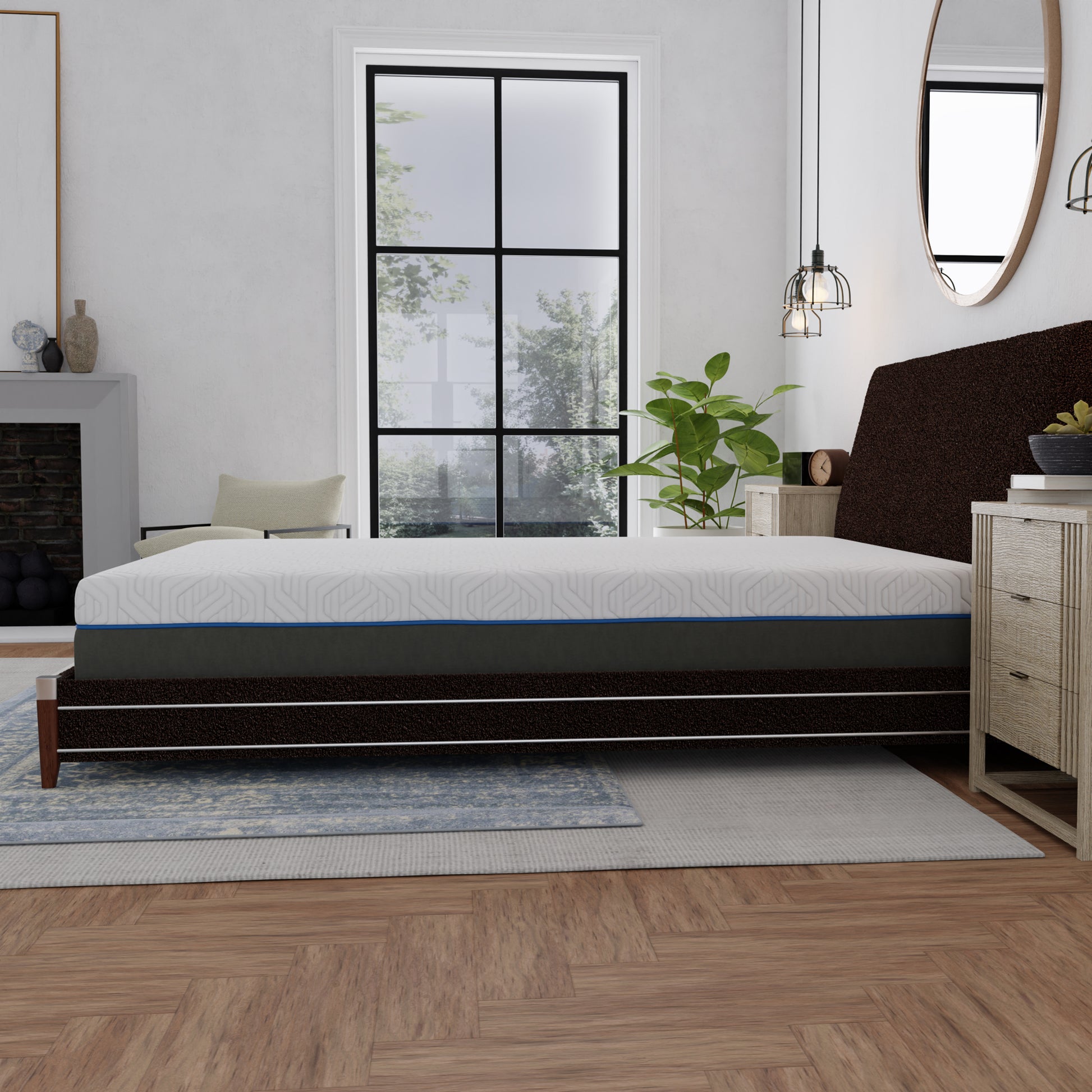 12" Lavender Firm Gel Memory Foam Mattress With Edge Support And Air Grid Cal King White Foam California King