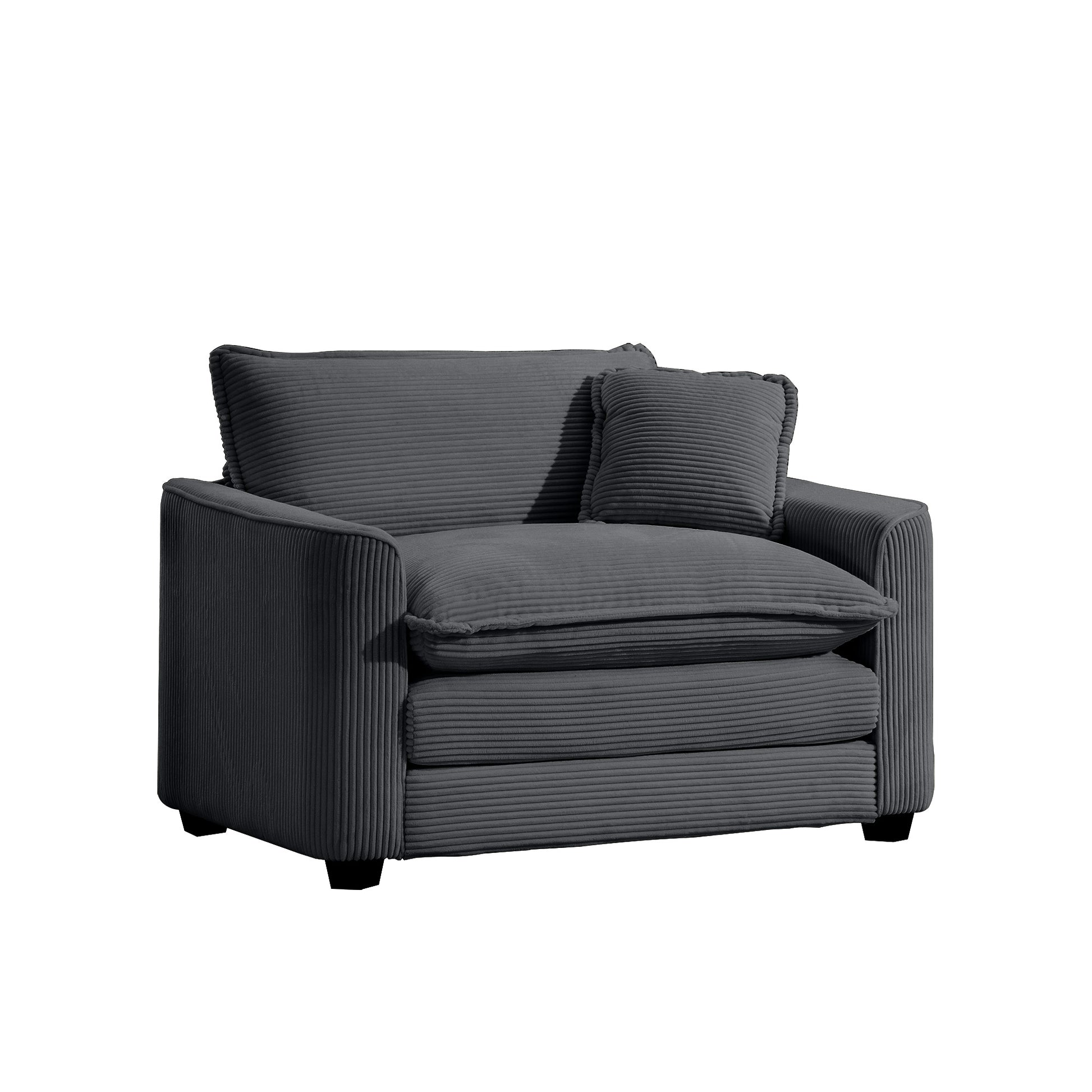 Grey Corduroy Fabric, Comfortable Single Chair Deep Seat Sofa With One Pillow, Suitable For Living Room And Bedroom, Club Multiple Occasions Grey Corduroy 1 Seat