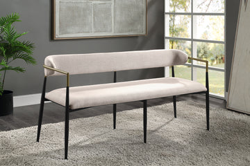 Jaramillo Bench, Beige Chenille & Black Finish Dn02698A Beige Upholstered