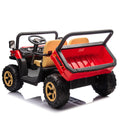 24V Xxxl Kids Ride On Utv W Parents Remote Control,Two Seater,Automatic Tipping Bucket,Rear Wheel Suspension,Slow Start,Portable Handle,Safety Belt,Led Light,Usb,Mp3,Bluetooth,Horn For Kids Aged 3 8. Red 50 99 Lbs Polypropylene