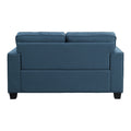 Transitional Style 2Pc Sofa Set Blue Textured Fabric Upholstered Sofa And Loveseat Track Arms Solid Wood Frame Living Room Furniture 1Pc Blue Polyester Wood Primary Living Space Transitional Square Arms Plywood,Solid Wood 5 Seat