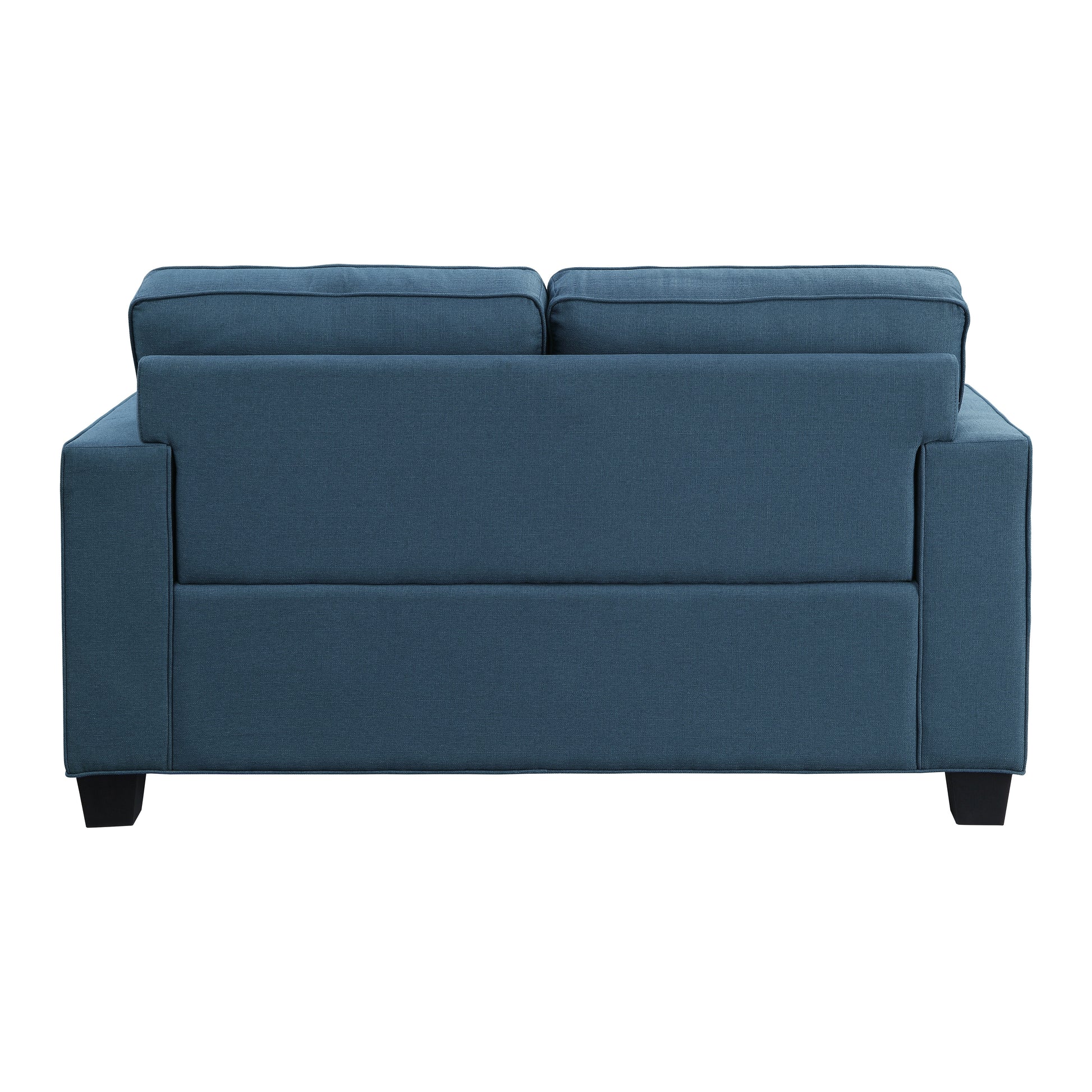 Transitional Style 2Pc Sofa Set Blue Textured Fabric Upholstered Sofa And Loveseat Track Arms Solid Wood Frame Living Room Furniture 1Pc Blue Polyester Wood Primary Living Space Transitional Square Arms Plywood,Solid Wood 5 Seat