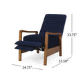 Fabric Wood Hand Manual Club Recliner Navy Blue Fabric