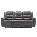 Home Theater Recliner Set Manual Recliner Chair With Wide Armrest, Two Built In Cup Holders For Living Room,Bedroom, Grey Grey Foam Pu