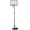 Soozier Portable Basketball Hoop, 8.4 9.8Ft Height Adjustable, Basketball Goal With 34In Backboard And Wheels For Indoor Outdoor Use Black Steel