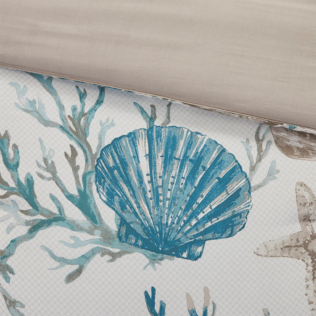 7 Piece Cotton Sateen Comforter Set Aqua King King Aqua Cotton