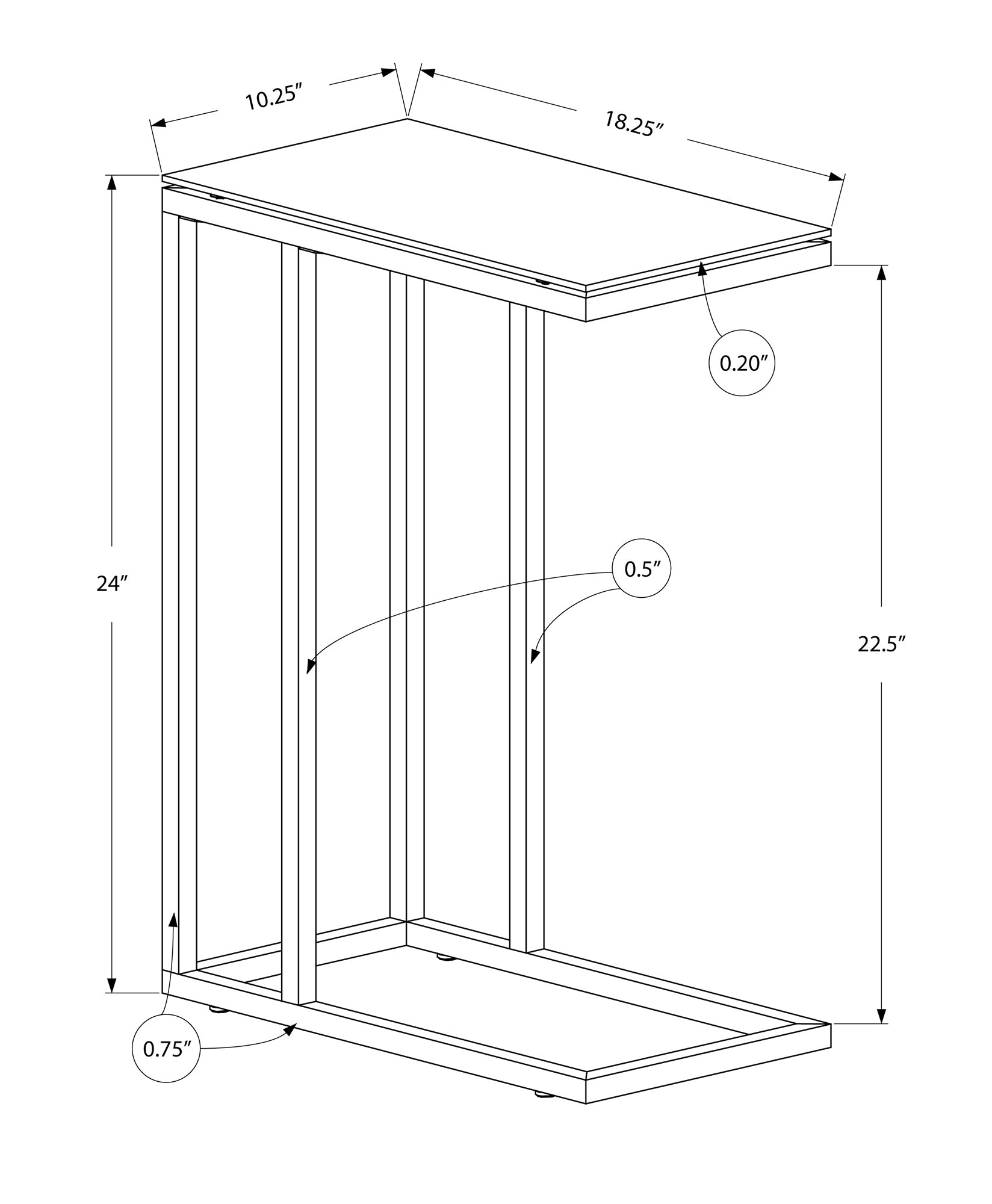 Accent Table, C Shaped, End, Side, Snack, Living Room, Bedroom, Black Tempered Glass, Black Metal, Contemporary, Modern Black Metal