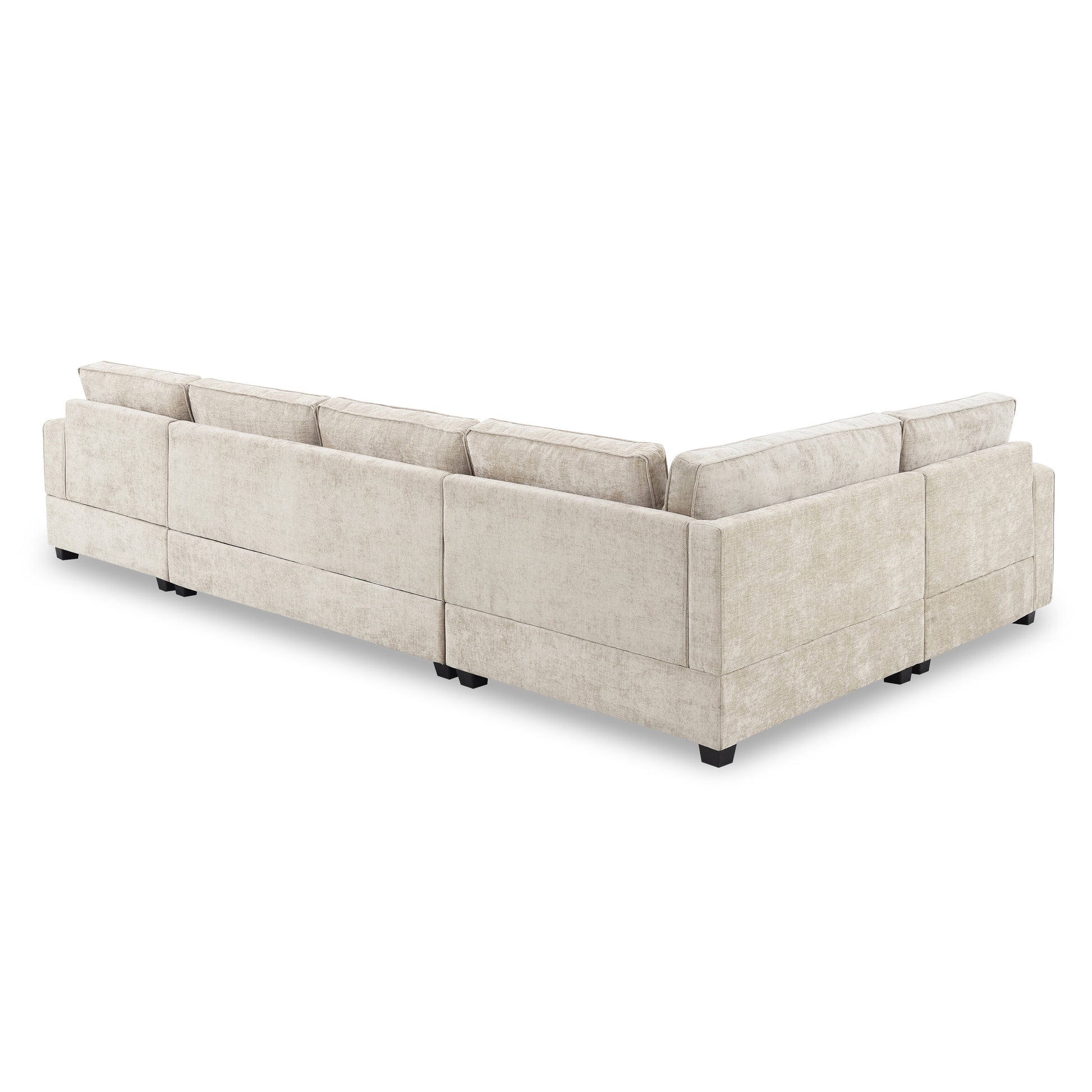 119*67" U Shaped Sectional Sofa,6 Seat Chenille Couch Set With Oversized Chaise Lounge,Irregular Corner,Deep Seat Comfy Sofa With Cup Holders For Living Room,Apartment,2 Colors Beige Chenille 6 Seat