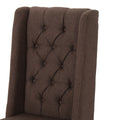 Dining Chair Dark Brown Wood Fabric