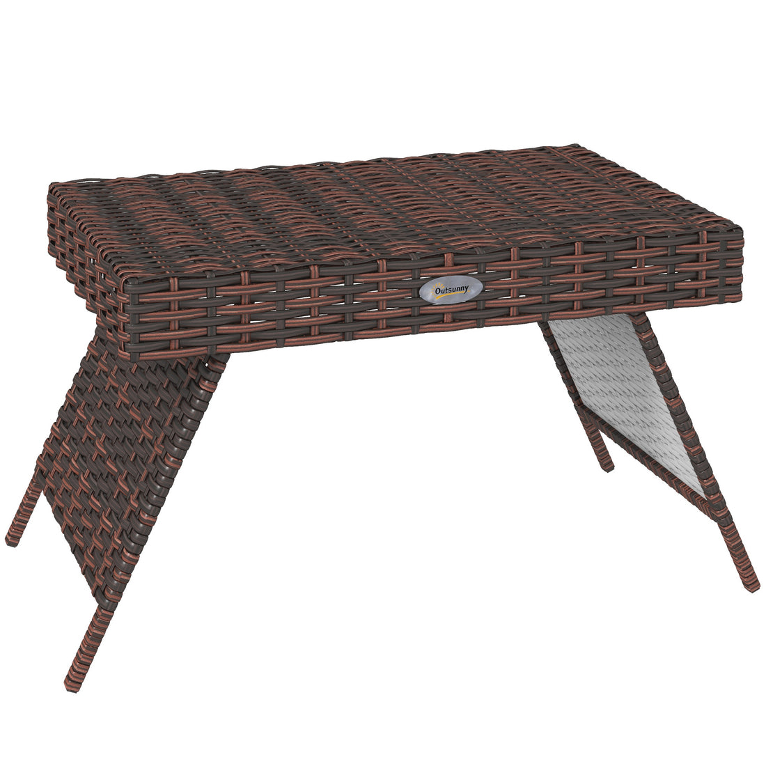 Outsunny Folding Rattan Side Table, Outdoor End Table, Hand Woven Pe Rattan Coffee Table For Balcony, Backyard, Garden, Lawn, Courtyard, Brown Brown Steel