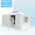 10'X12' Gazebo Cover For Hardtop Gazebos, Outdoor Universal Winter Gazebo Cover With Sidewalls And Mesh Windows, All Season Waterproof Enclosed Gazebo Cover, White White Polypropylene