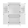 Elegant Bathroom Floor Storage Cabinet, Bathroom Storage Unit, Freestanding Cabinet With 4 Doors, Adjustable Shelves, Adaptable Shelves, White White Mdf