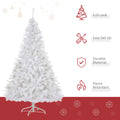 Homcom 6' Tall Prelit Christmas Tree Douglas Fir Artificial Christmas Tree With Realistic Branches, 250 Warm White Led Lights And 1000 Tips, White White Plastic