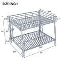 Full Xl Over Queen Metal Bunk Bed With Ladder And Guardrails, Silver Expected Arrival Time: 9.7 Box Spring Not Required Full Xl Silver Metal Metal
