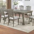 Dining Table 6X Side Chairs 7Pcs Dining Set Light Grey Finish Dining Room Furniture Plush Upholstered Fabric Seat Contemporary Style Wood Light Grey Seats 6 Wood Dining Room Contemporary,Modern,Transitional Rubberwood Rectangular 4 Leg Rectangular Dining