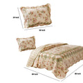 Denali 2 Piece Fabric Twin Size Quilt Set With Floral Prints, Multicolor Multicolor Fabric