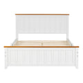 Full Size Wood Platform Bed Wooden Slat Support, Vintage Simple Bed Frame With Rectangular Headboard And Footboard, White Box Spring Not Required Full White Wood