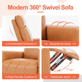 Manual Recliner Chair Winback Single Sofa,Brown Brown Fabric 1 Seat