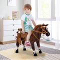 Qaba Sound Making Ride On Horse For Toddlers 3 5, With Neighing And Galloping Sound, Stuffed Animal Horse Toy For Kids With Padding, Soft Feel, Brown Brown Plush