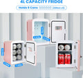 4L Portable Mini Fridge Warmer And Cooler Six 12Oz Cans Compact Refrigerator, 100% Freon Free & Eco Friendly, 4 L, Pink Pink Polypropylene