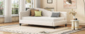 Twin Size L Shaped Linen Daybed, With Solid Wood Legs, Beige Old Sku: Sf000145Aaa Twin Beige Linen Mdf