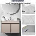37 Inch Marble Vanity Top, White Vanity Top With Pre Drilled Faucet Holes, Bathroom Vanity Top With Undermount Rectangular Middle Sink And 4