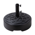 Round Patio Umbrella Base, Outdoor Umbrella Stand For Universal Umbrella Pole, Water Or Sand Filled, 50Lbs Weight Capacity Black Black Hdpe