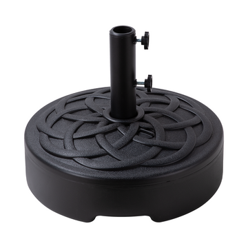 Round Patio Umbrella Base, Outdoor Umbrella Stand For Universal Umbrella Pole, Water Or Sand Filled, 50Lbs Weight Capacity Black Black Hdpe