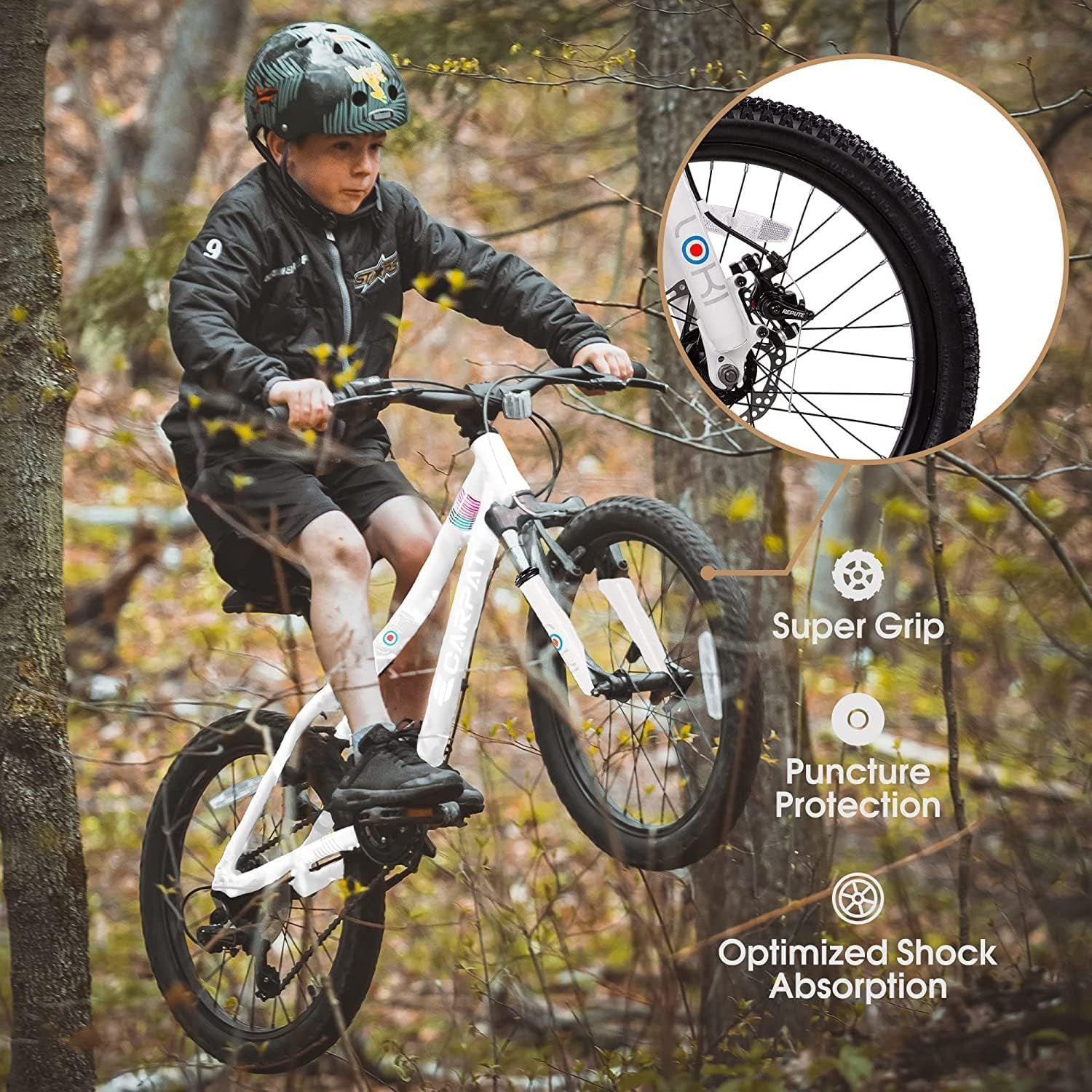 S20101 Ecarpat 20 Inch Kids Bike, Boys Girls Mountain Bike Ages 8 12, 7 Speed Teenager Children Kids' Bicycles, Front Suspension Disc Brake Rear V Brake, High Steel Frame White 200 Lbs & Over Classic Polyurethane Foam 9 To 12 Years Steel Outdoor