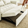 Modern Velvet Seat Sofa Couch Pull Out Bed,3 In One Convertible For Living Room Sofa Bed,Beige Beige Velvet Primary Living Space Cushion Back Medium Soft Medium Duty American Design Pillow Top Arms Foam Velvet 2 Seat